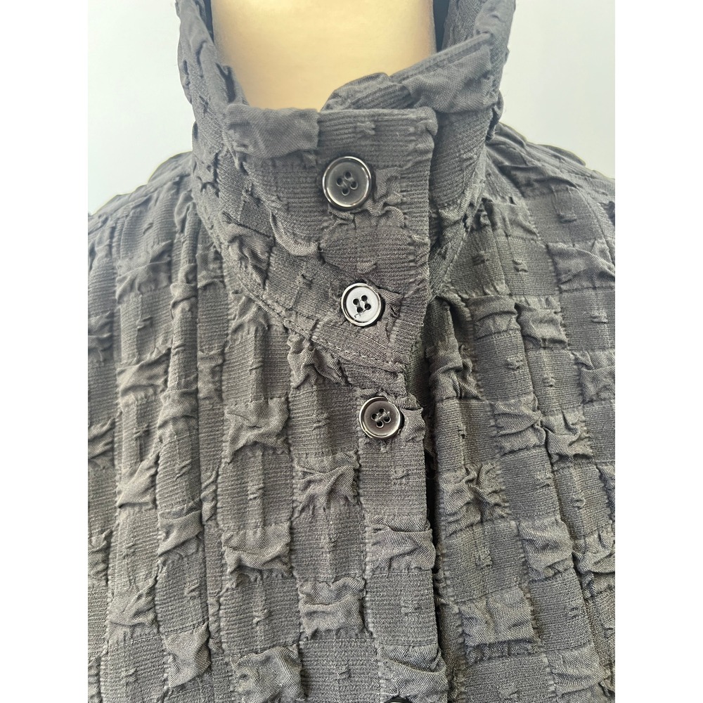 Kedem Sasson Black Textured Button Front Duster Overcoat Lagenlook Steampunk - Picture 2 of 13